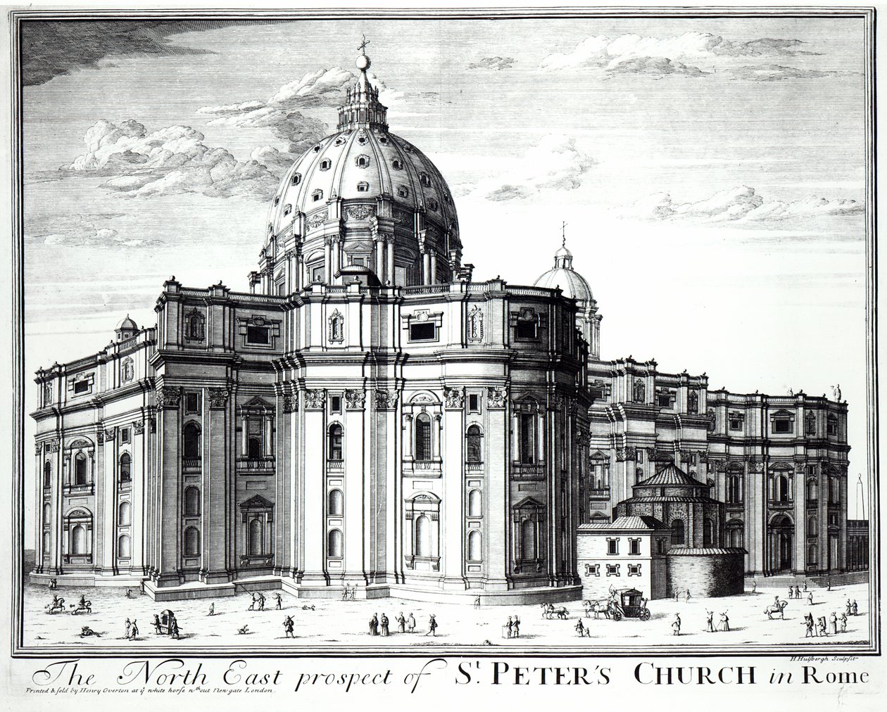 The north east prospect of St. Peters Church, Rome, engraved by H. Hulfbergh by English School