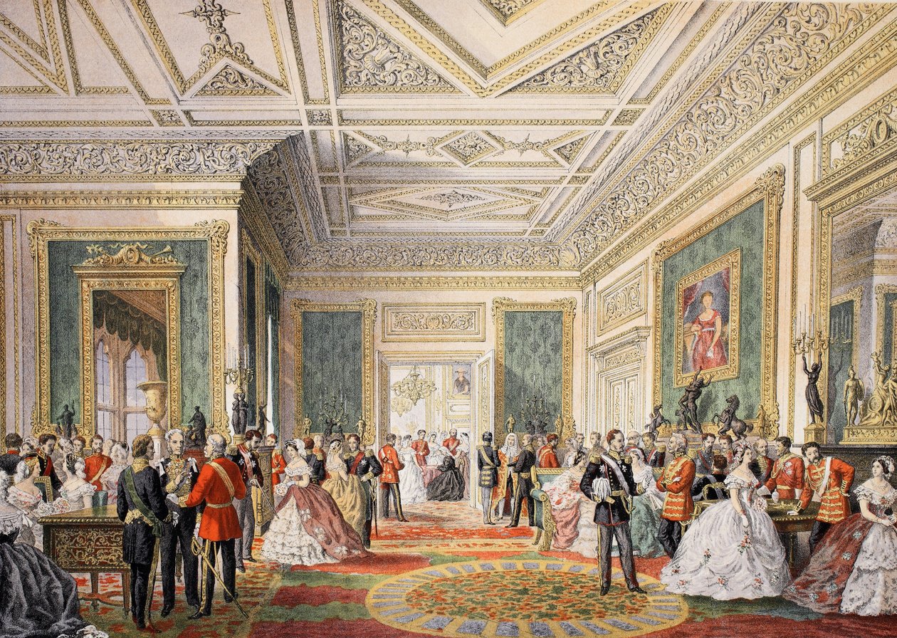 The signing of the marriage attestation deed, from A Memorial of the Marriage of Edward VII and Alexandra of Denmark by English School