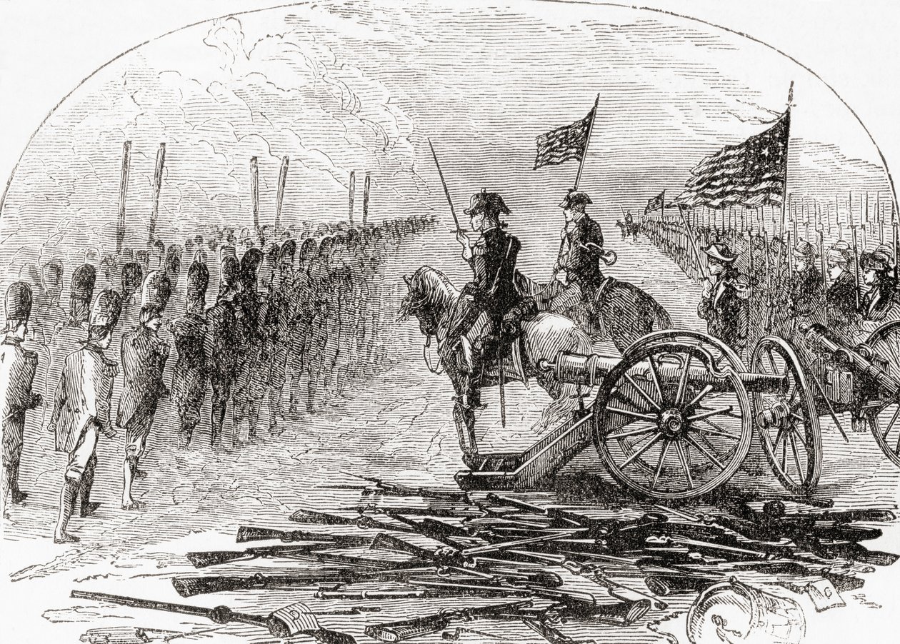 The surrender of General Burgoyne after the Second Battle of Saratoga by English School