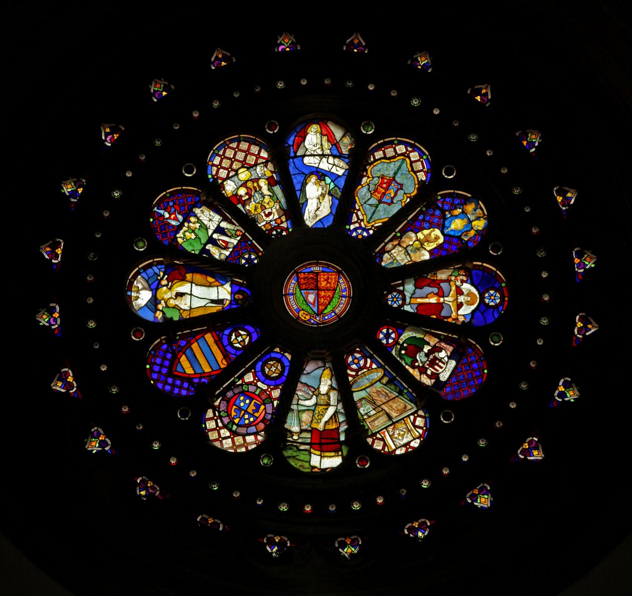 The west rose window with various reset panels (rose window - internal) by English School