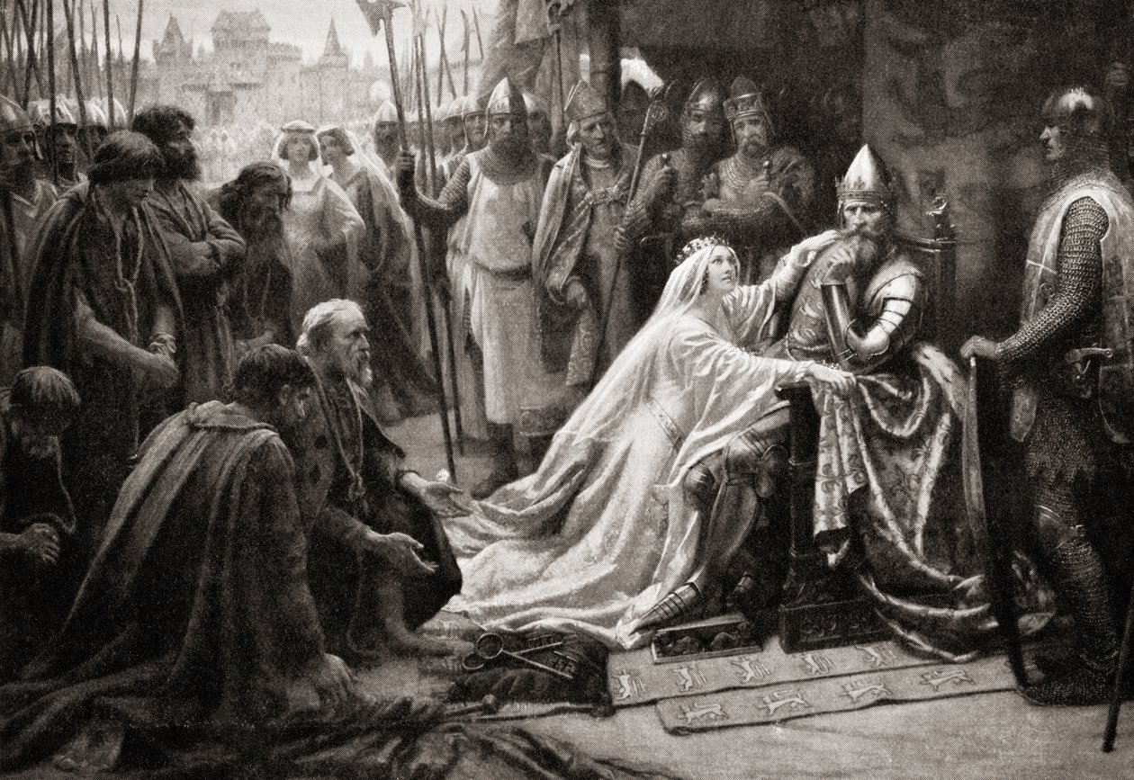 Queen Philippa of Hainault Intercedes for the Burghers of Calais by English School