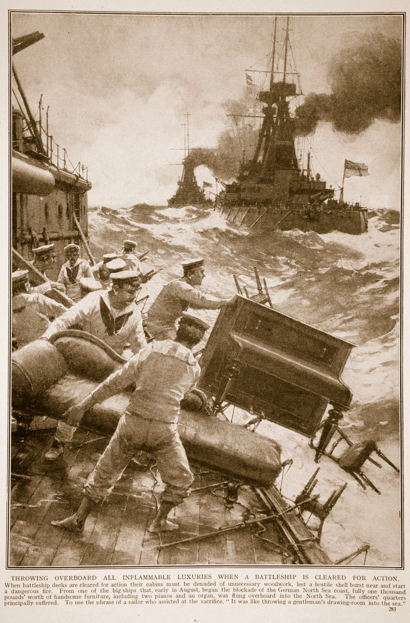 Throwing Overboard All Inflammable Luxuries When a Battleship is Cleared for Action by English School