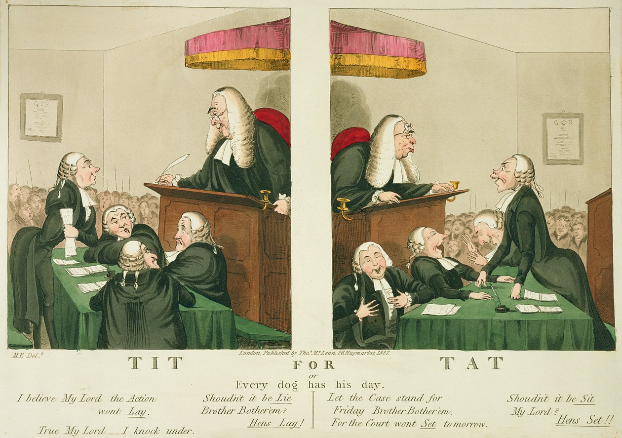 Tit for Tat, or Every Dog Has His Day, published by Thomas McLean, London, 1827 by English School