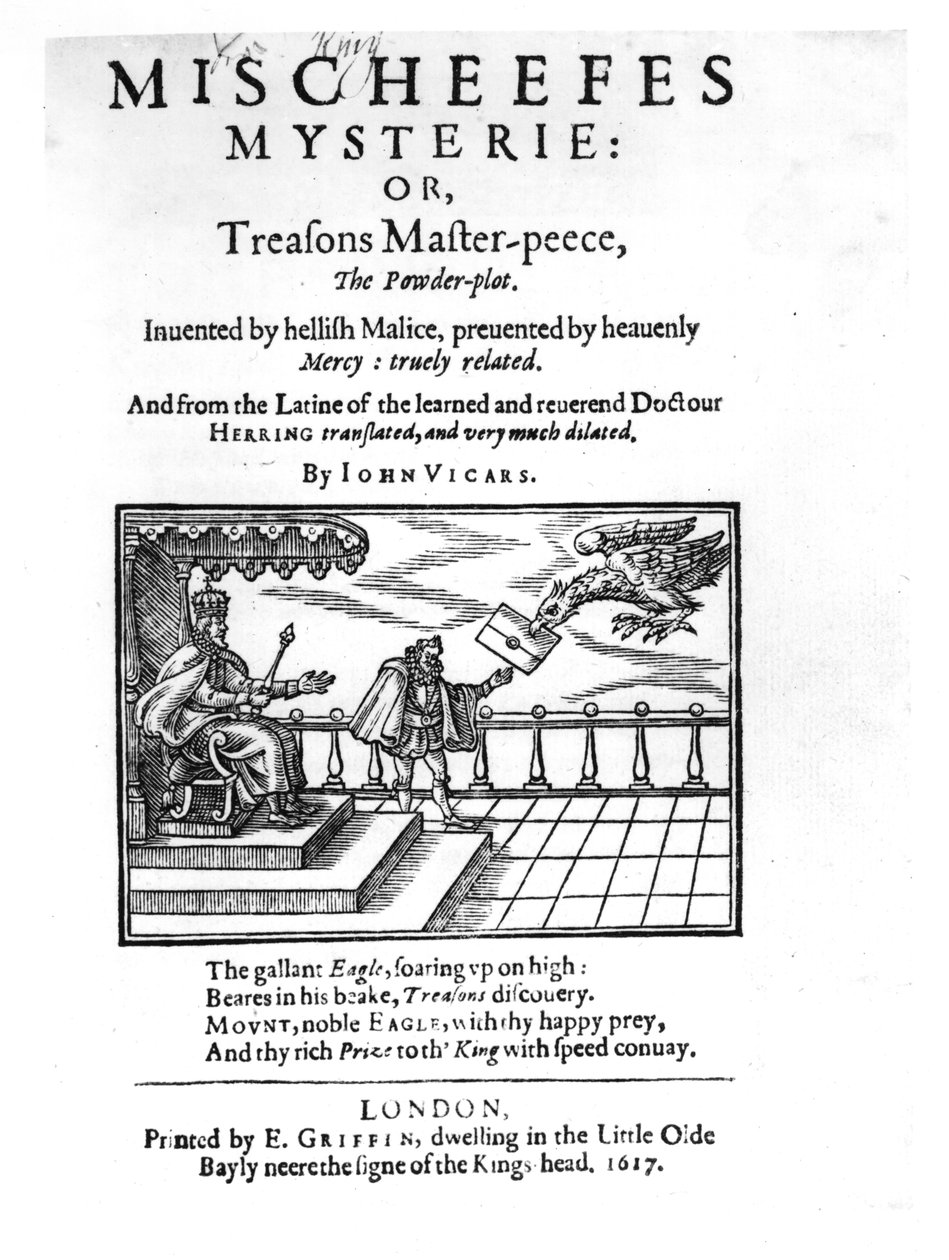 Title Page to Mischeefes Mysterie or Treasons Master-Peece, the Powder-Plot, by John Vickers, 1617 by English School