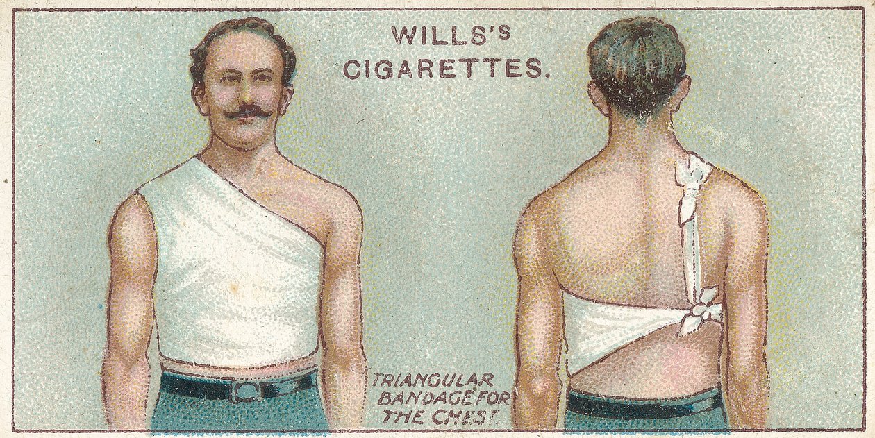 Triangular Bandage for the Chest, no. 37 from the First Aid series of Wills Cigarettes cards, 1913 by English School