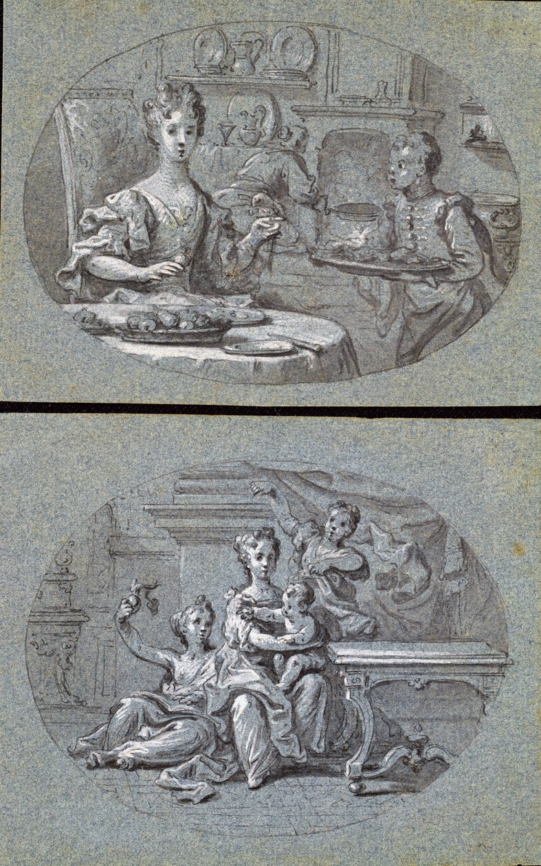 Two Domestic Scenes, c.1725 by English School