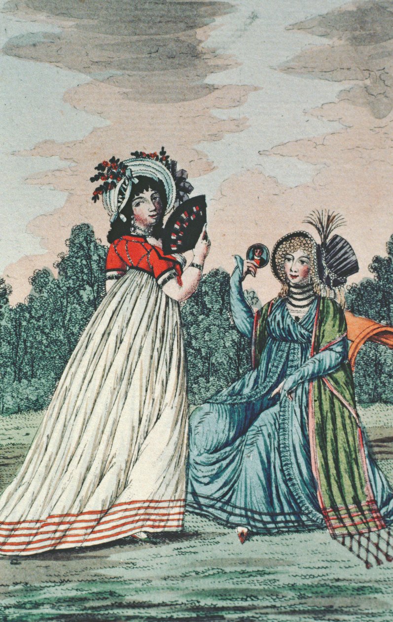Two Fashionable Ladies in a Garden by English School