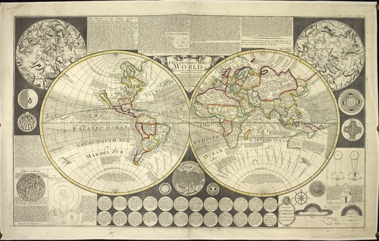 Two Hemisphere World Map by English School