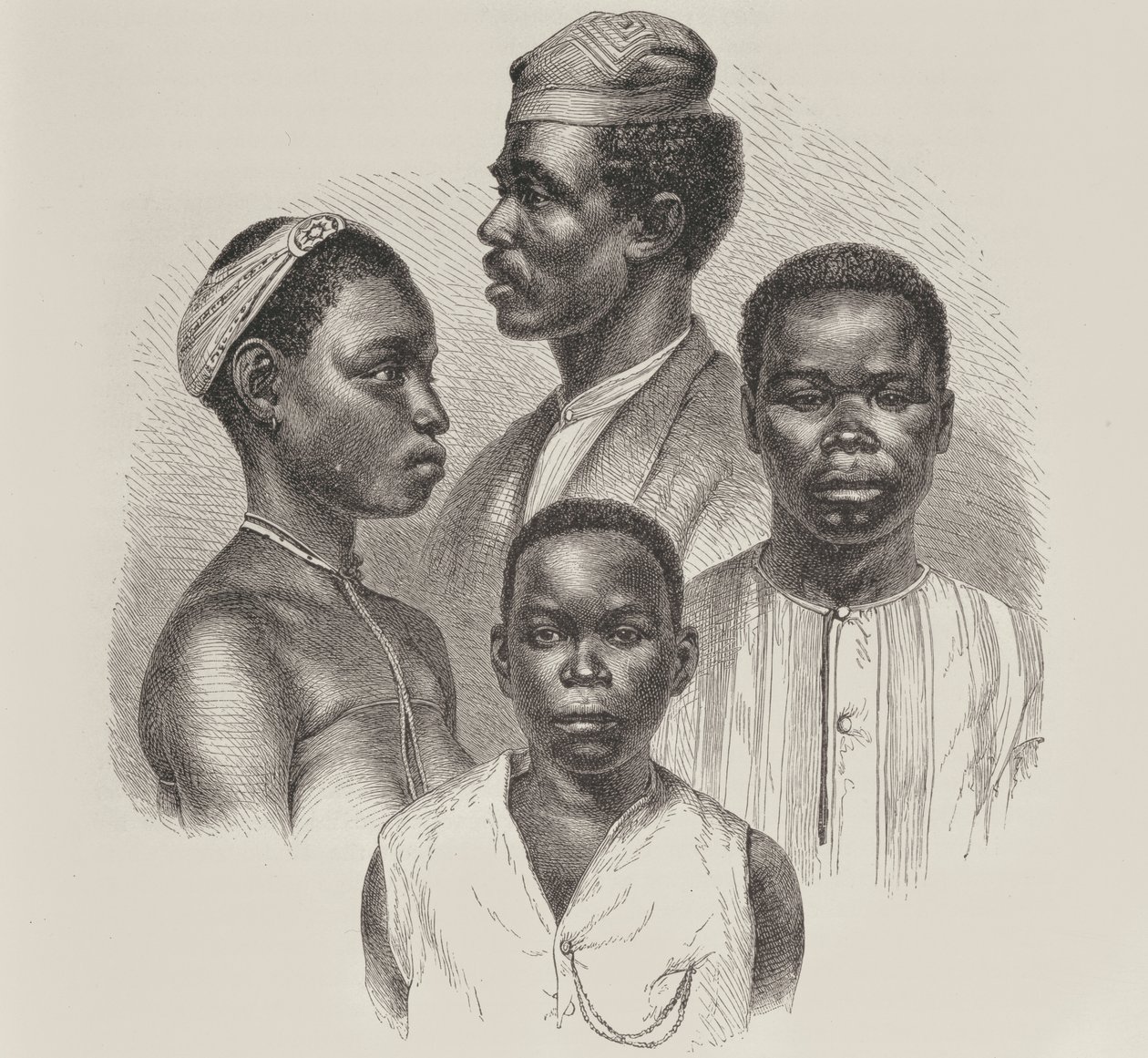 Types from the Loango Coast, from the History of Mankind, Vol.III, by Prof. Friedrich Ratzel, 1898 by English School