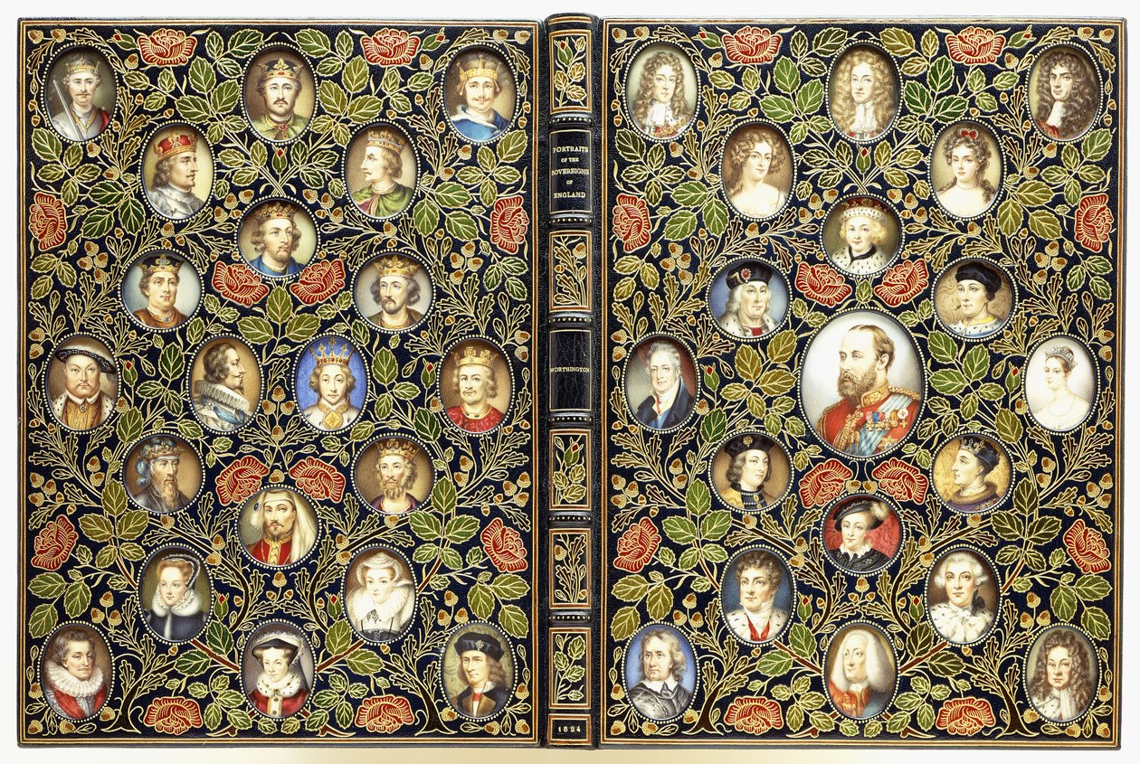 Upper and lower covers with 39 miniature portraits by English School