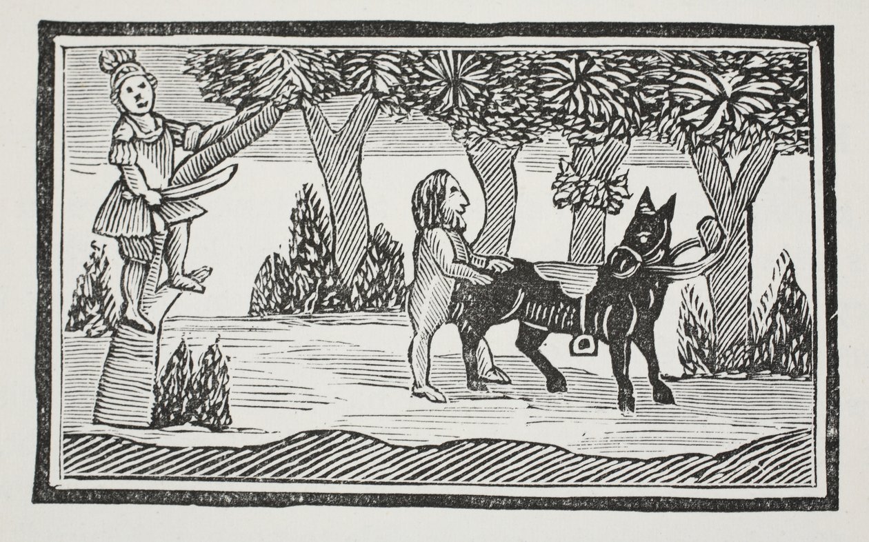 Valentine and Orson, illustration from Chap-books of the Eighteenth Century by John Ashton, pub. 1882 by English School