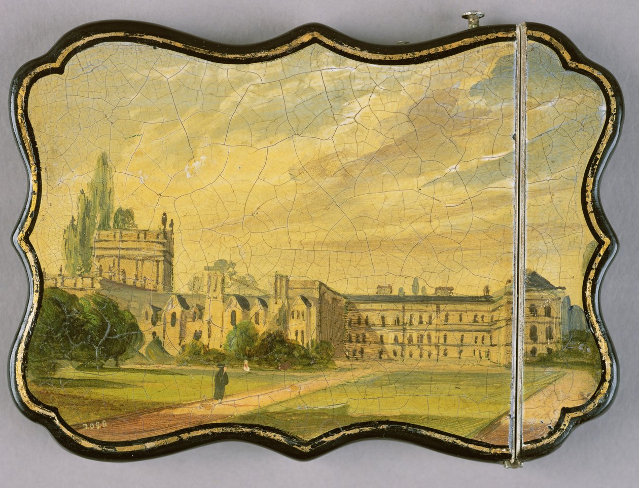Victorian Card Case with a Scene of Trinity College Gardens, Oxford by English School