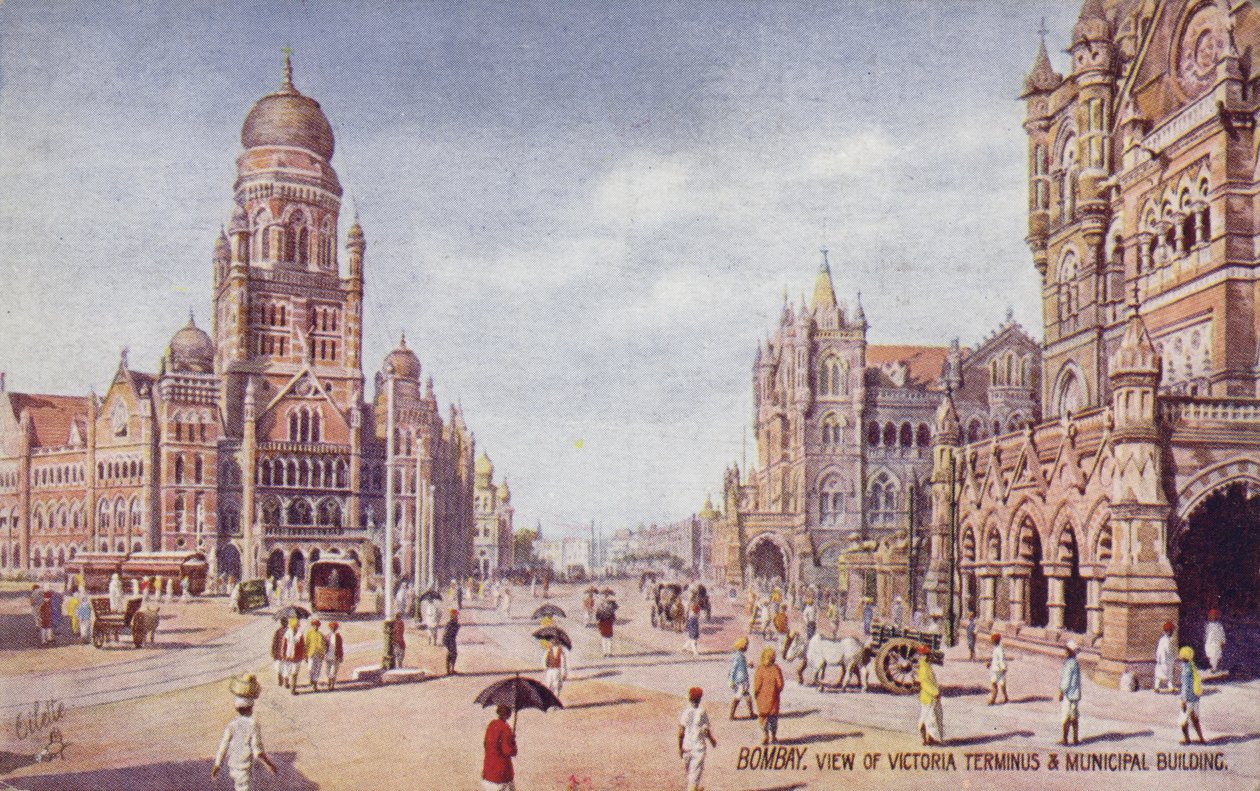 View of Victoria Terminus & Municipal Building, Bombay by English School