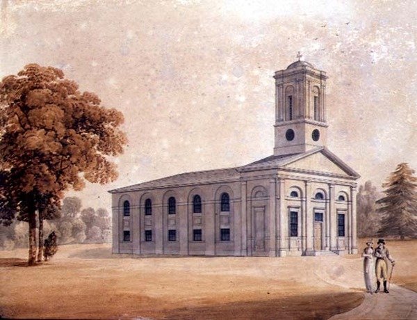 View of a Neo-Classical Church in a Park, c.1790 by English School