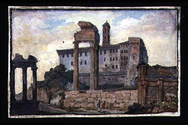 View of the Capitol and the Temples of Castor and Pollux, Rome by English School