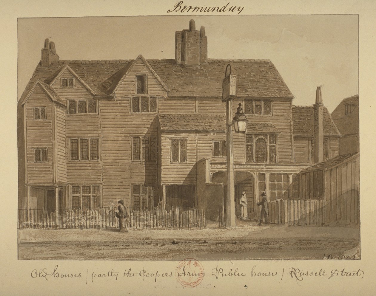 View of the Coopers Arms Inn, Russell Street, 1828 by English School