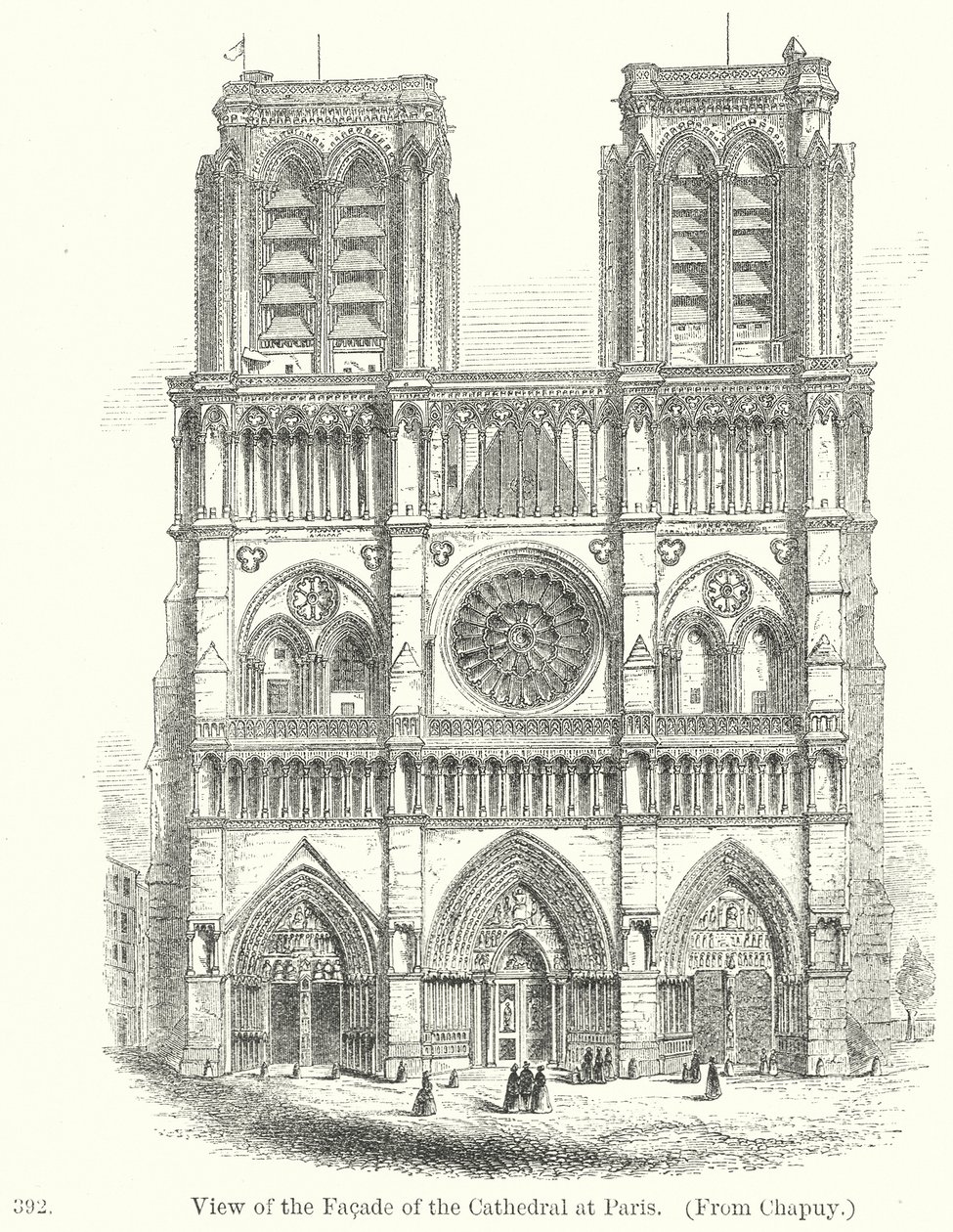 View of the Facade of the Cathedral at Paris by English School