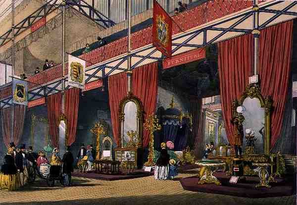 View of the Furniture Section of the Great Exhibition of 1851, from Dickinson