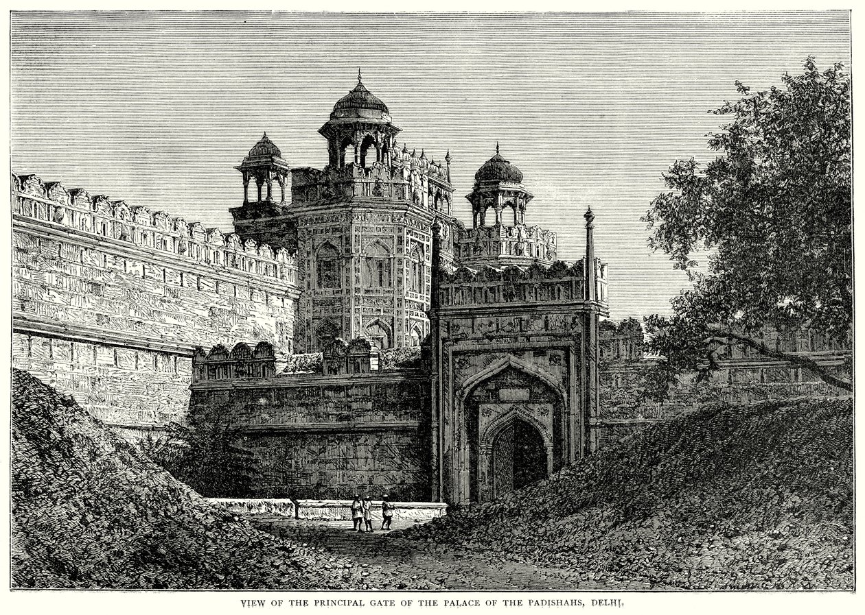 View of the Principal Gate of the Palace of the Padishahs, Delhi by English School