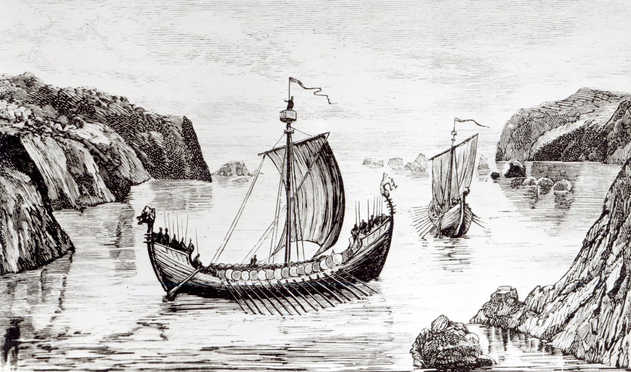 Viking Ships by English School