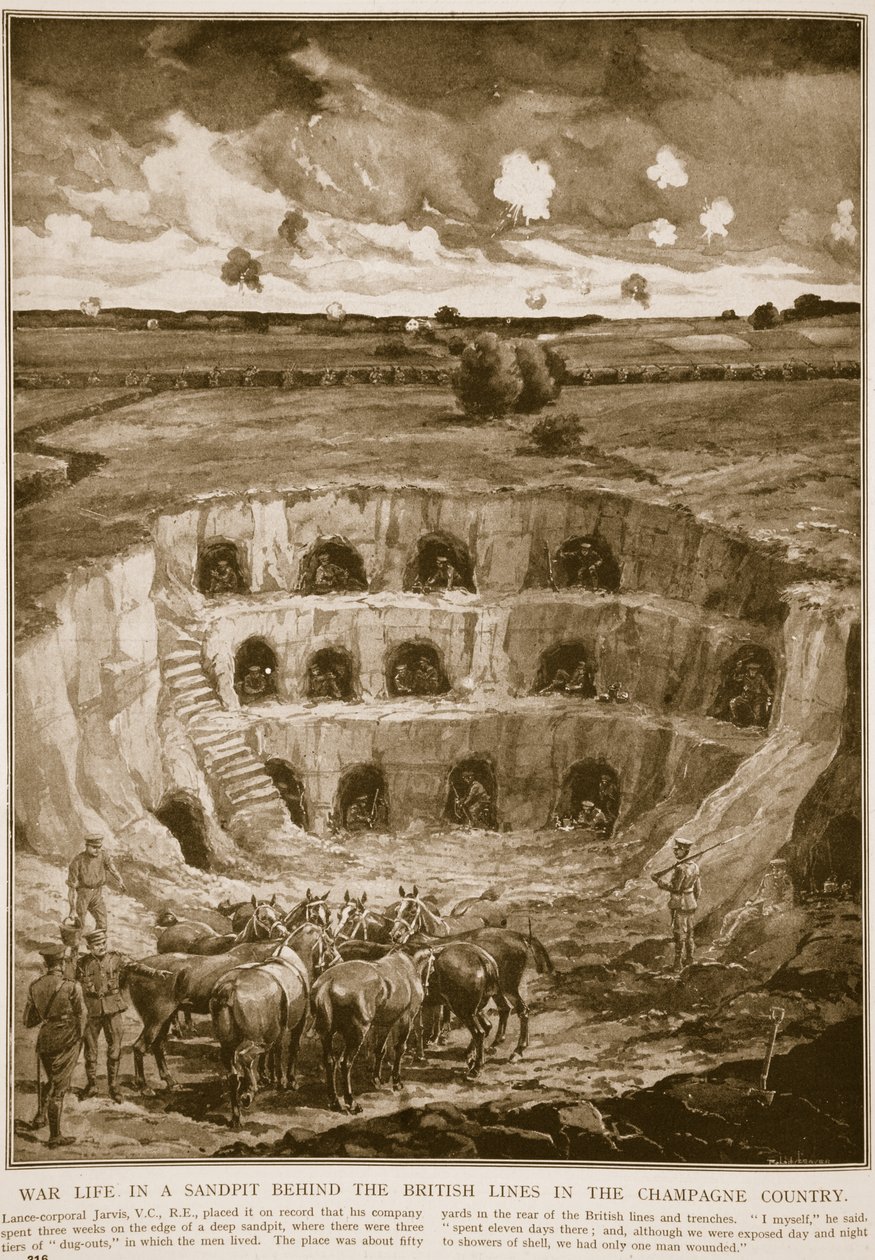 War Life in a Sandpit Behind the British Lines in the Champagne Country by English School