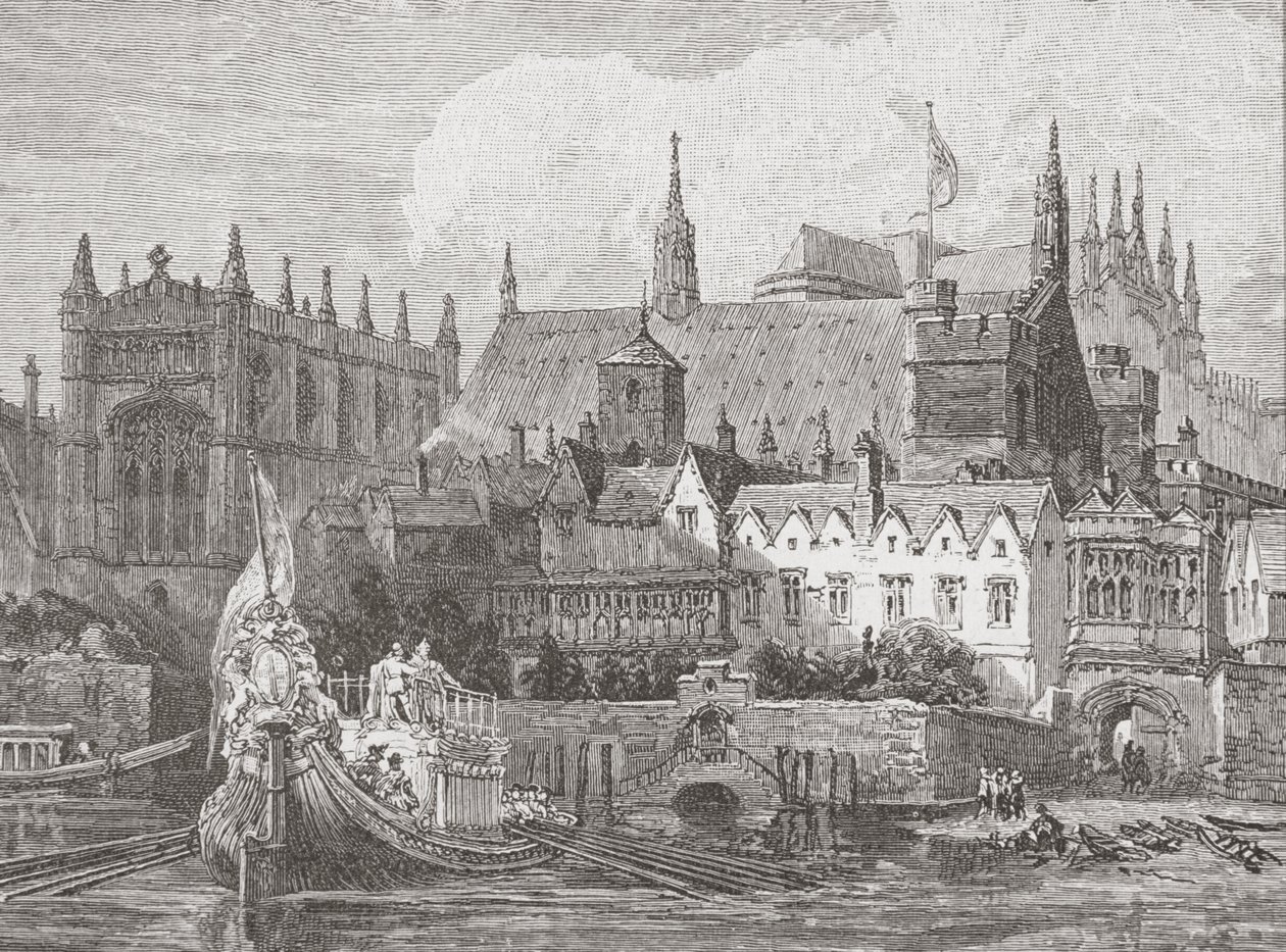 Westminster Hall Seen from the Thames During the Reign of Charles I by English School