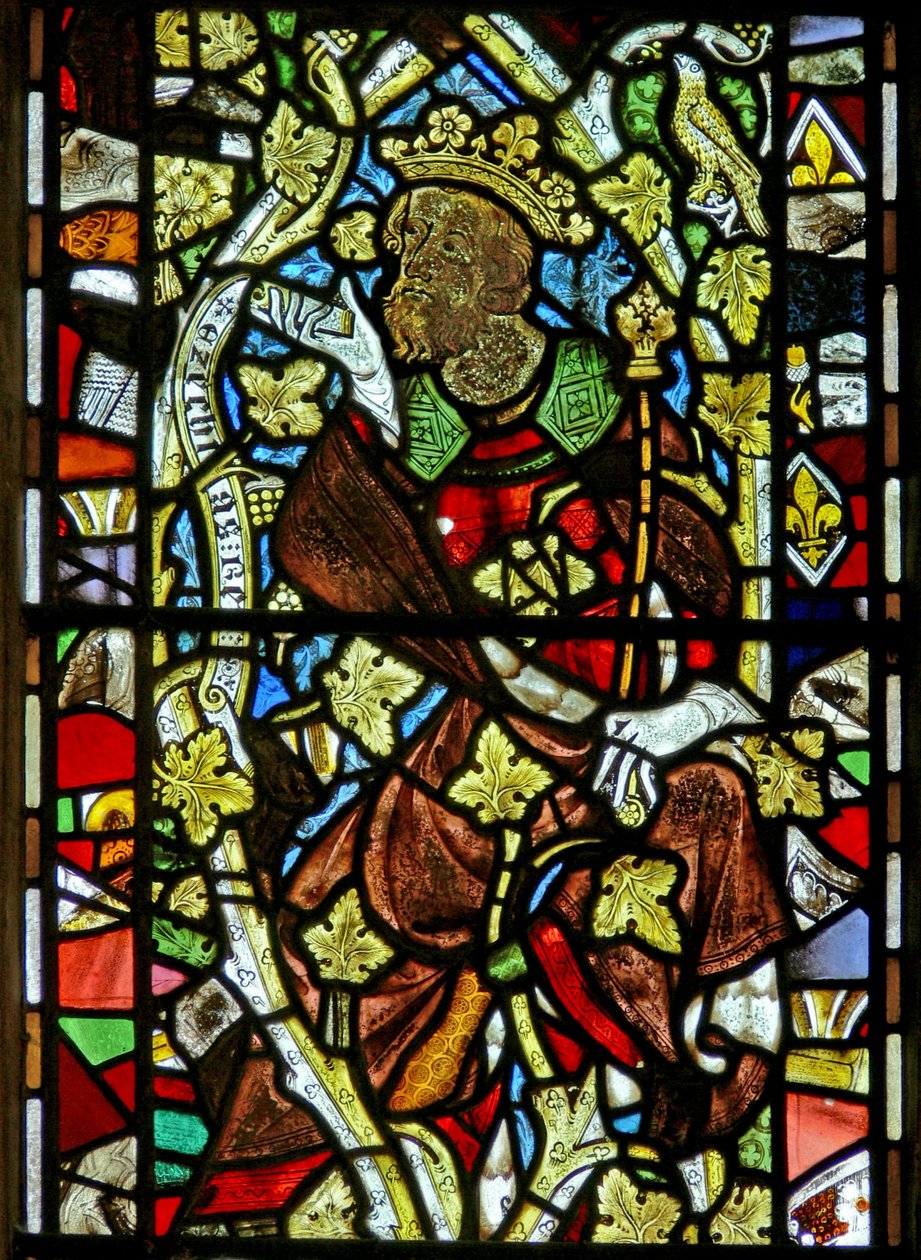 Window depicting Hezekiah on the Tree of Jesse by English School