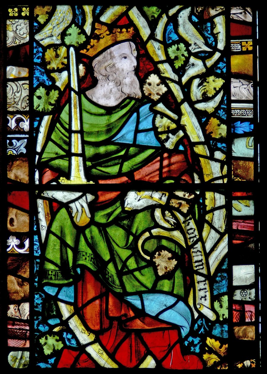 Window depicting Rehoboam on the Tree of Jesse by English School