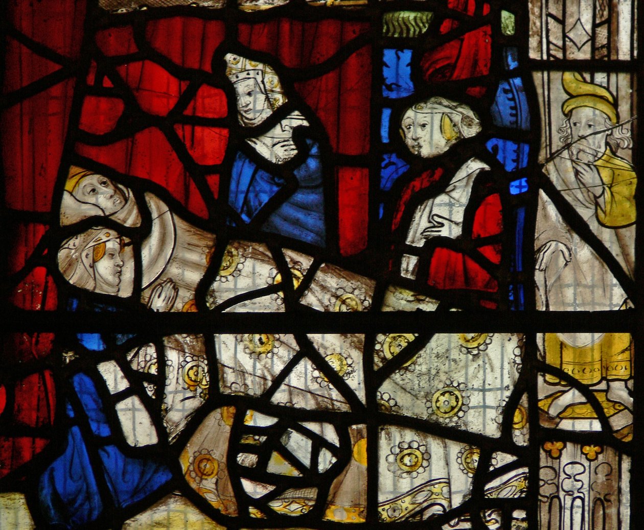 Window depicting the birth of St Martin by English School