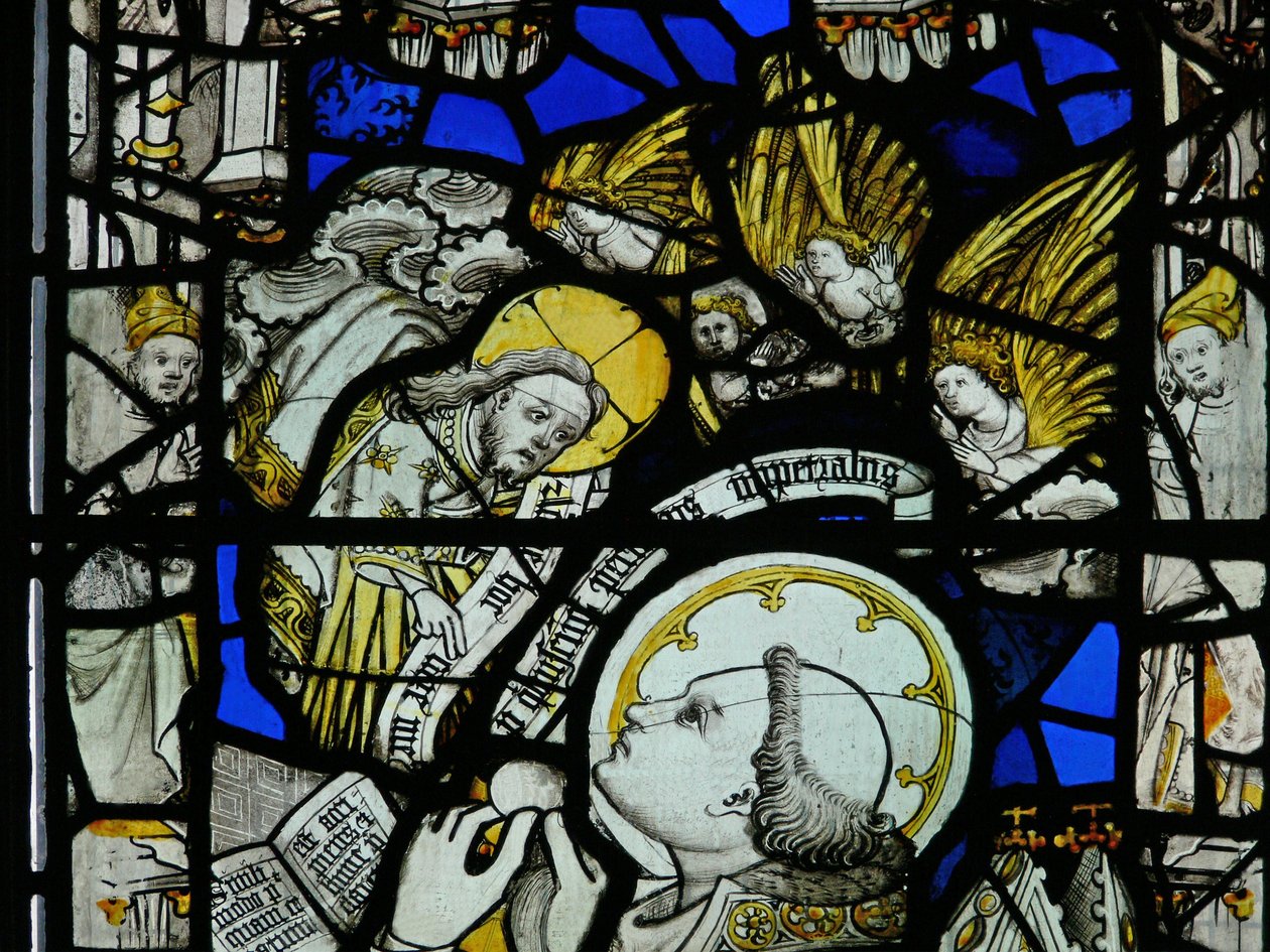 Window S6 depicting the Mass of St Gregory by English School
