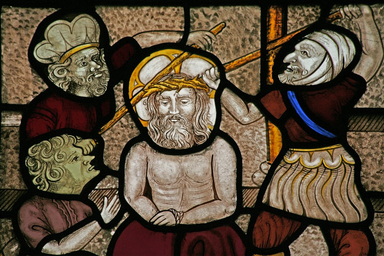 Window depicting the Mocking and Crowning with Thorns by English School