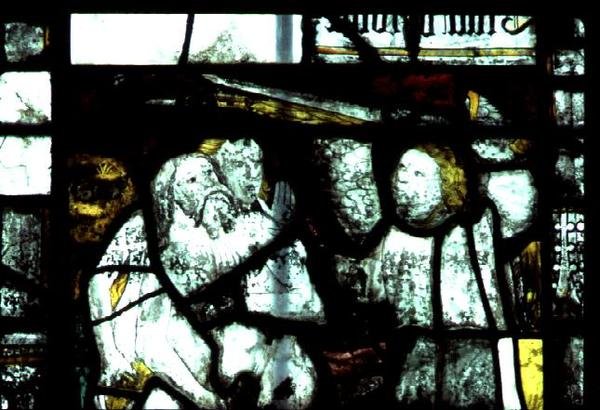 Window depicting Adam and Eve expelled from the Garden of Eden, mid-15th century by English School