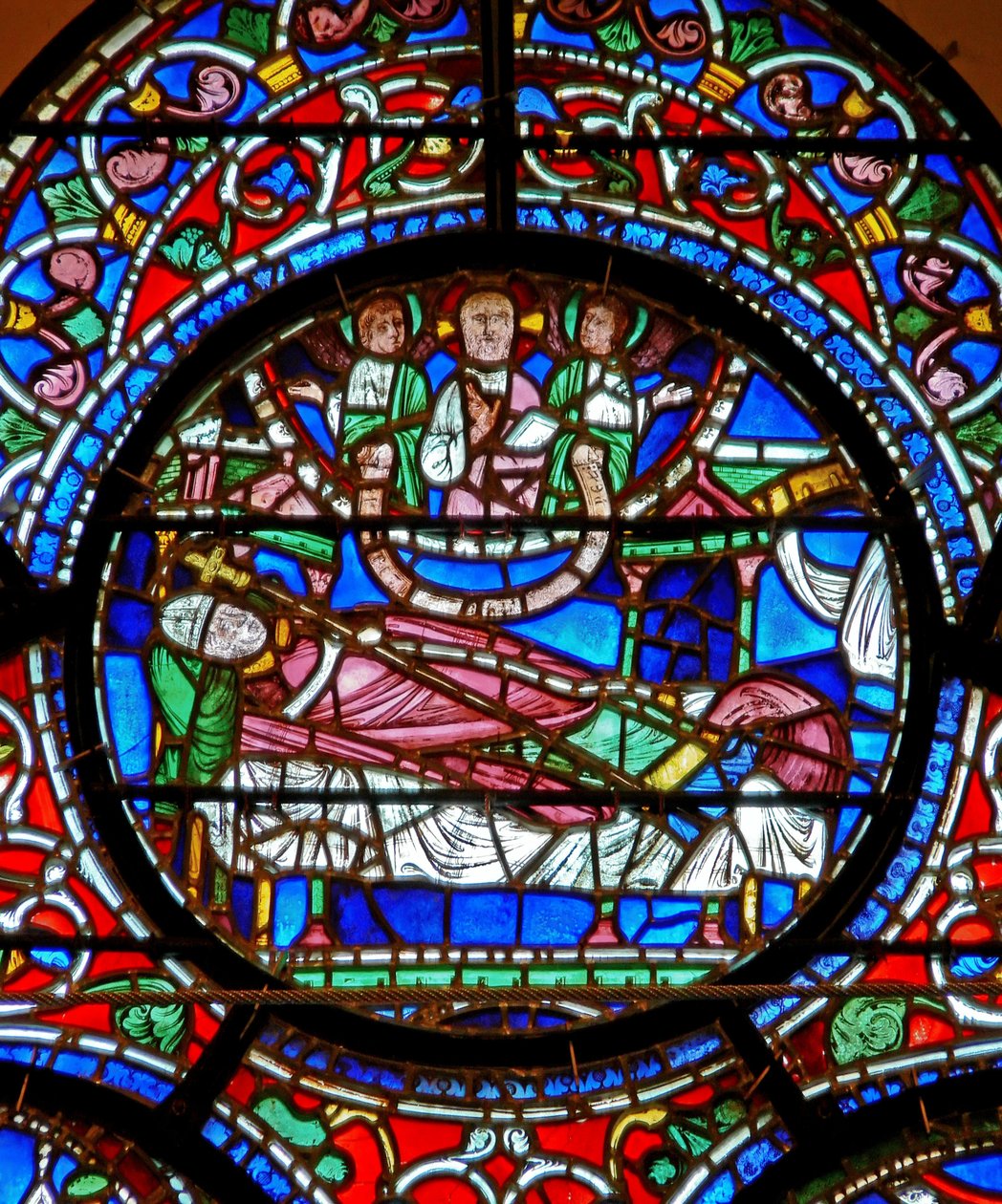 Window depicting St. Dunstan dreaming that he is to spend the day in heaven by English School