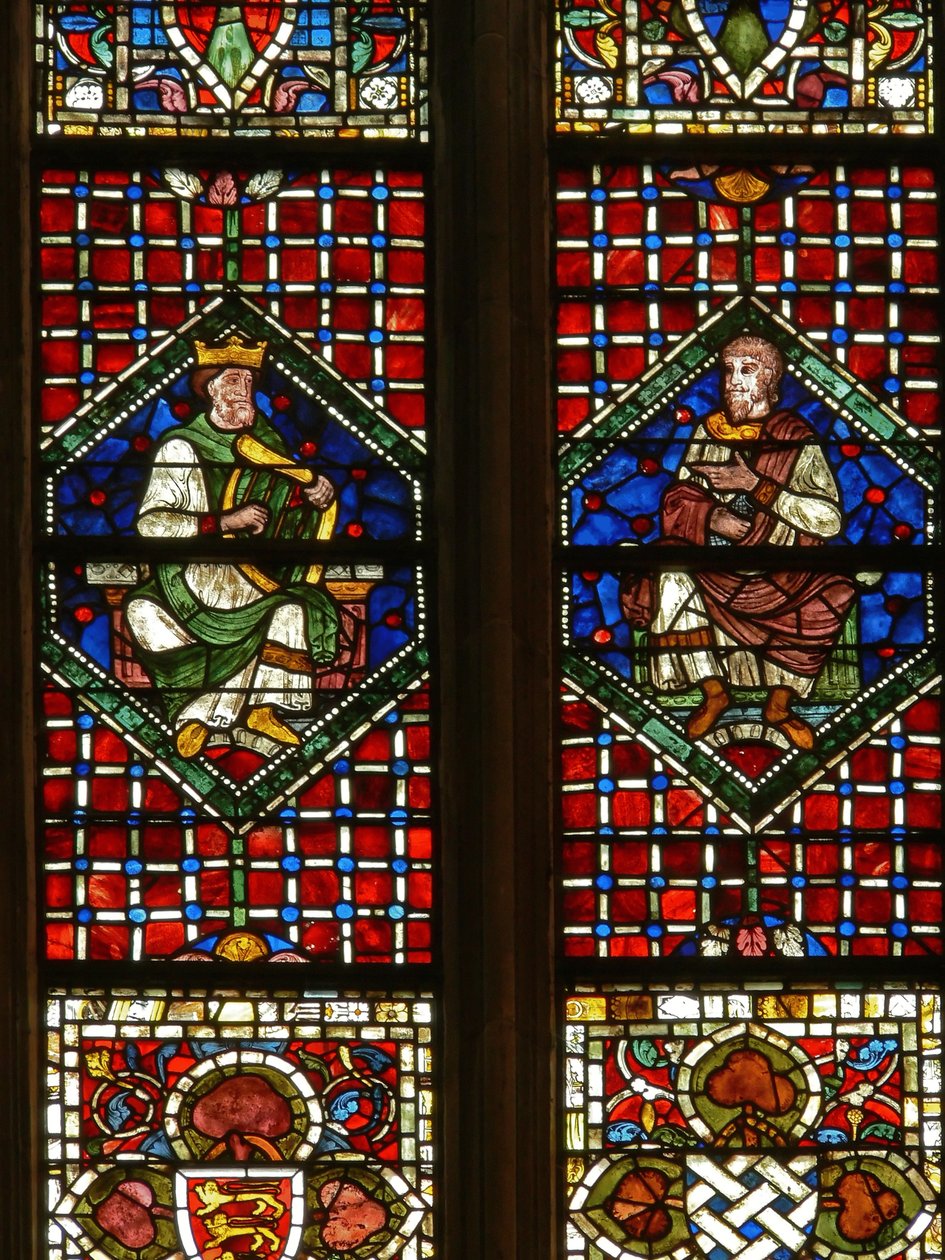 Window depicting a genealogical figure: David and Nathan by English School