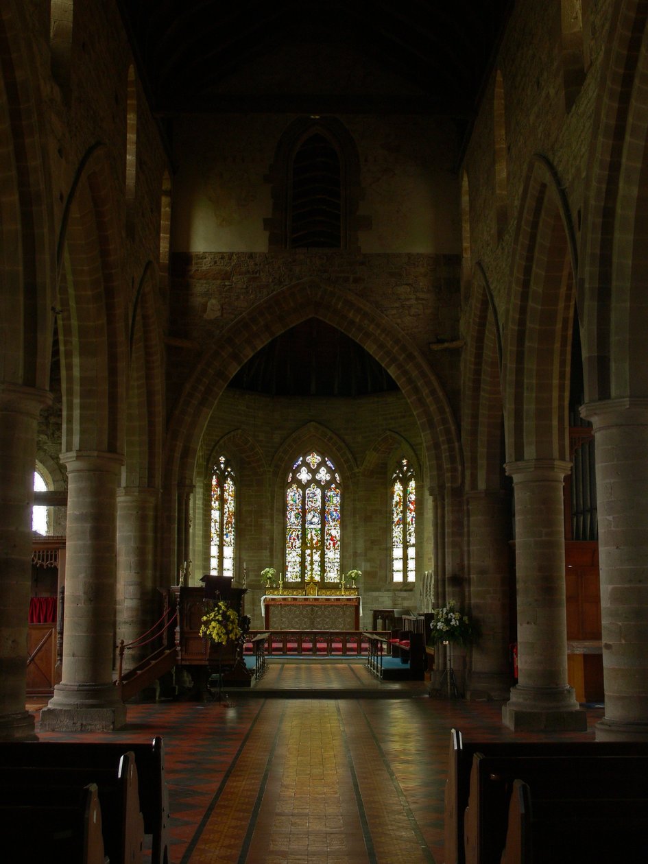 Window depicting a view towards the east end of the church by English School