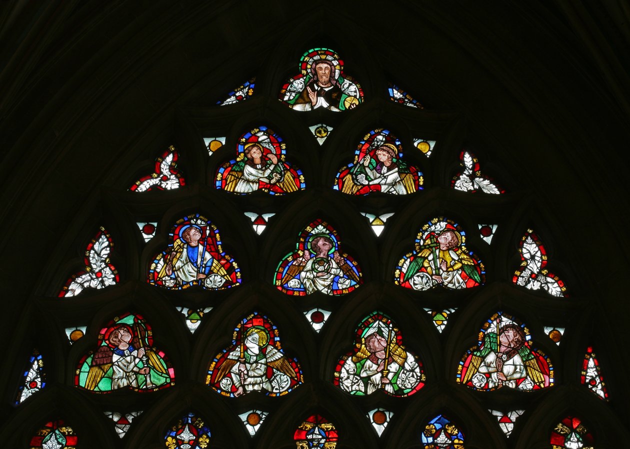 Window depicting Christ with angels carrying Instruments of the Passion by English School