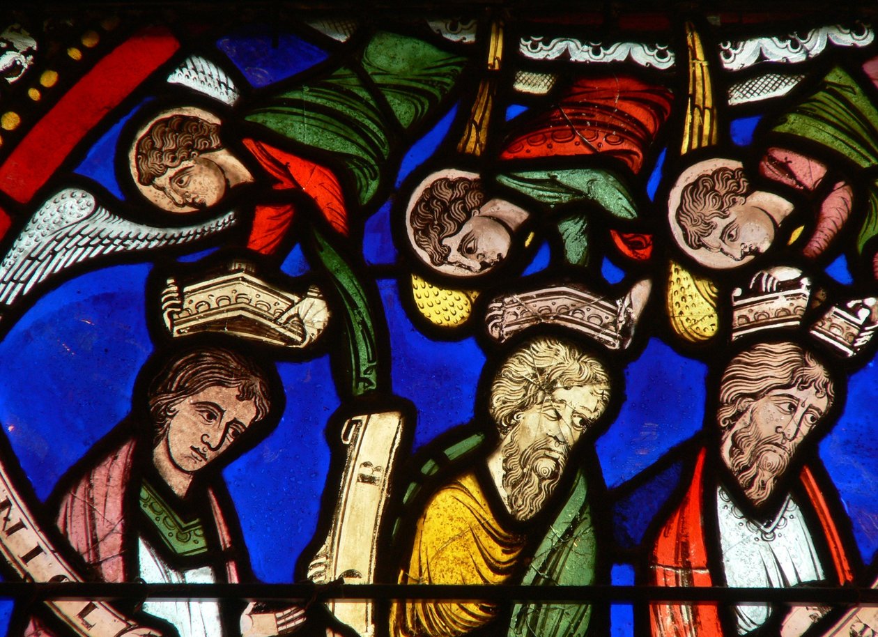 Window n15 depicting Noah, Daniel and Job by English School