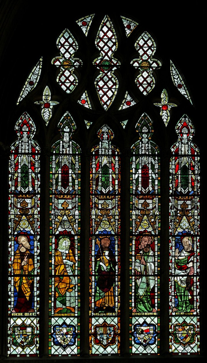Window n2 depicting four prophets and King Solomon by English School