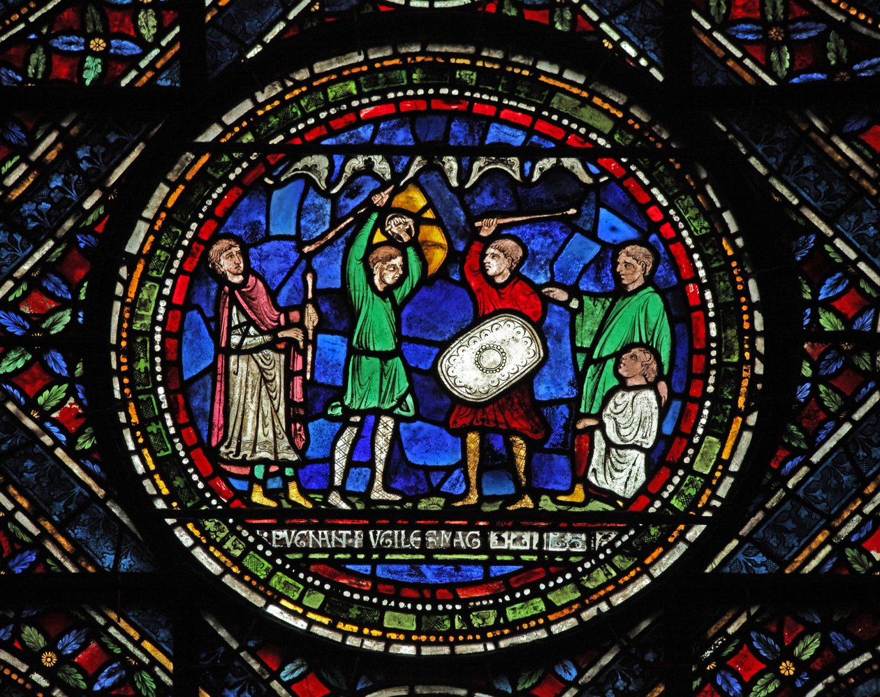 Window n7 depicting a fight with a judge by English School