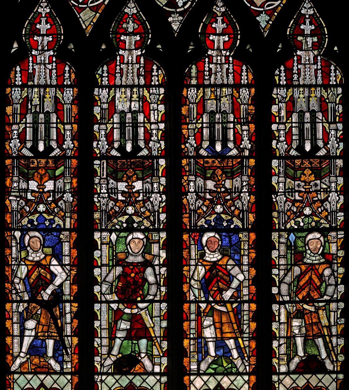 Window s4 depicting De Clare knights and William Lord de la Zouche by English School