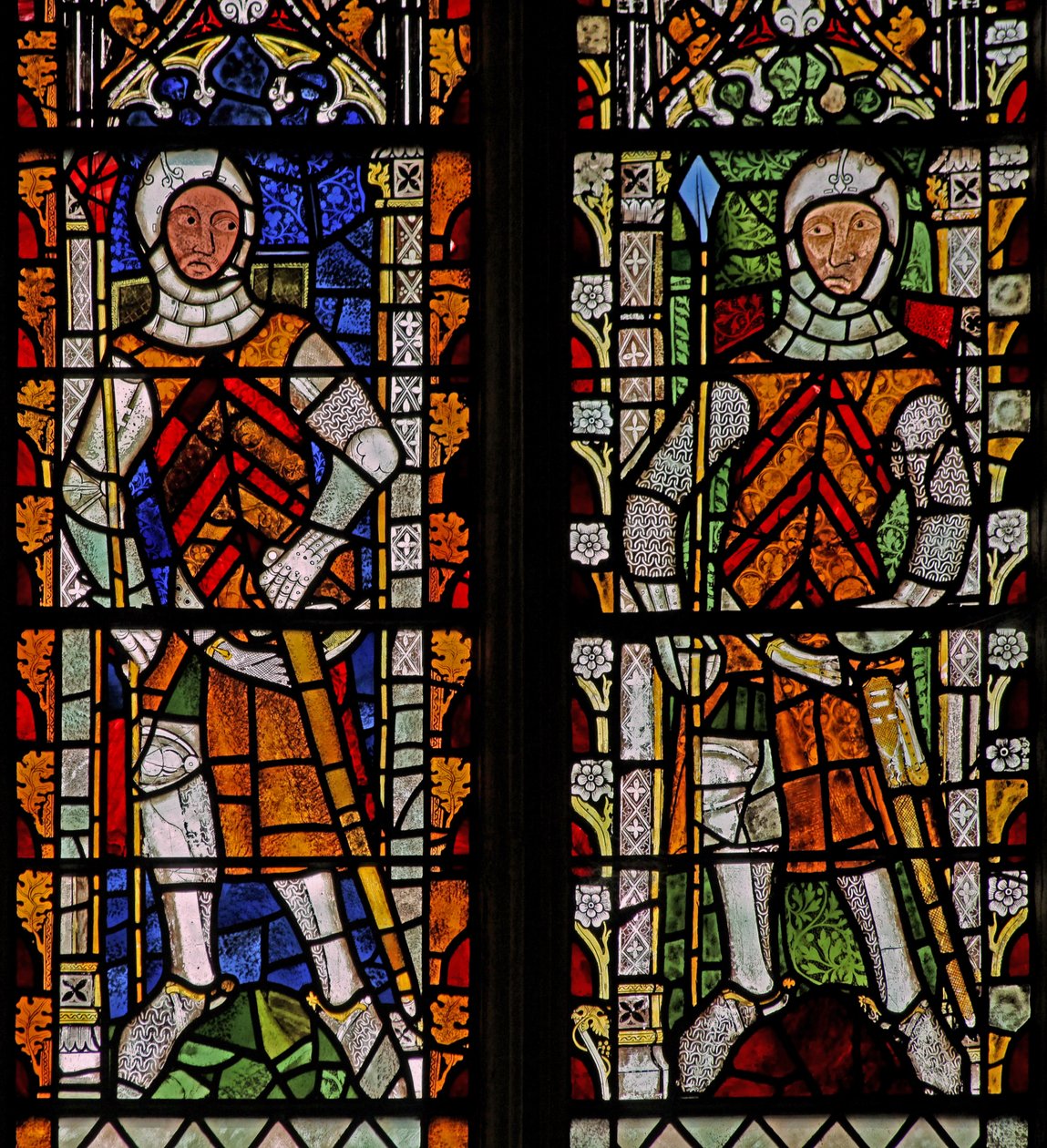 Window s4 depicting William Lord de la Zouche and Gilbert I de Clare by English School