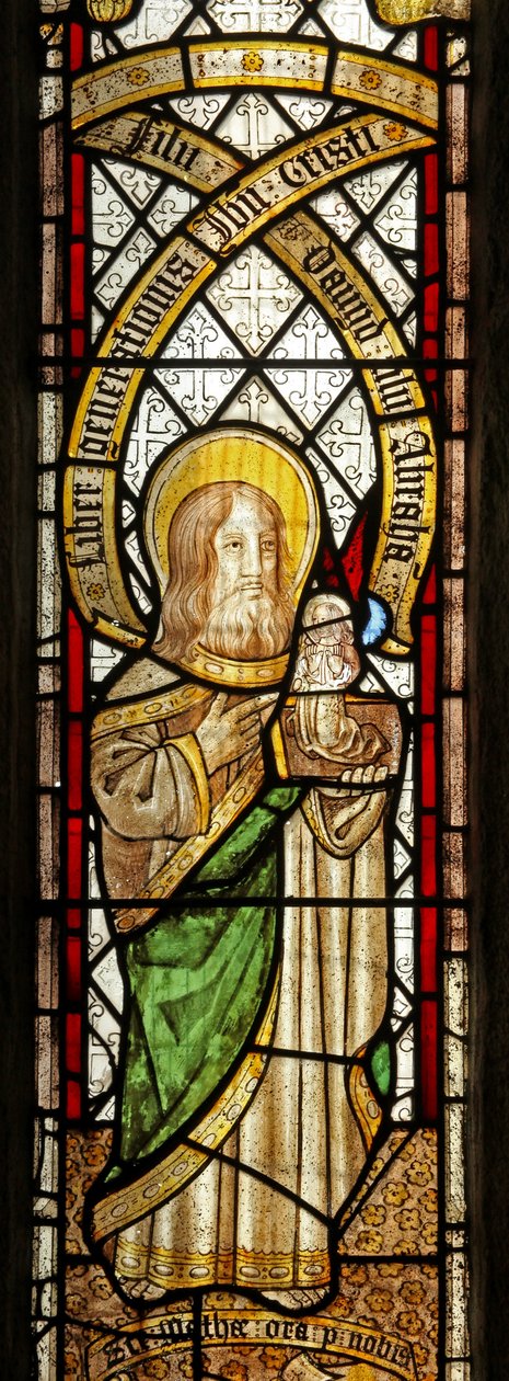 Window depicting the Evangelist: St Matthew by English School