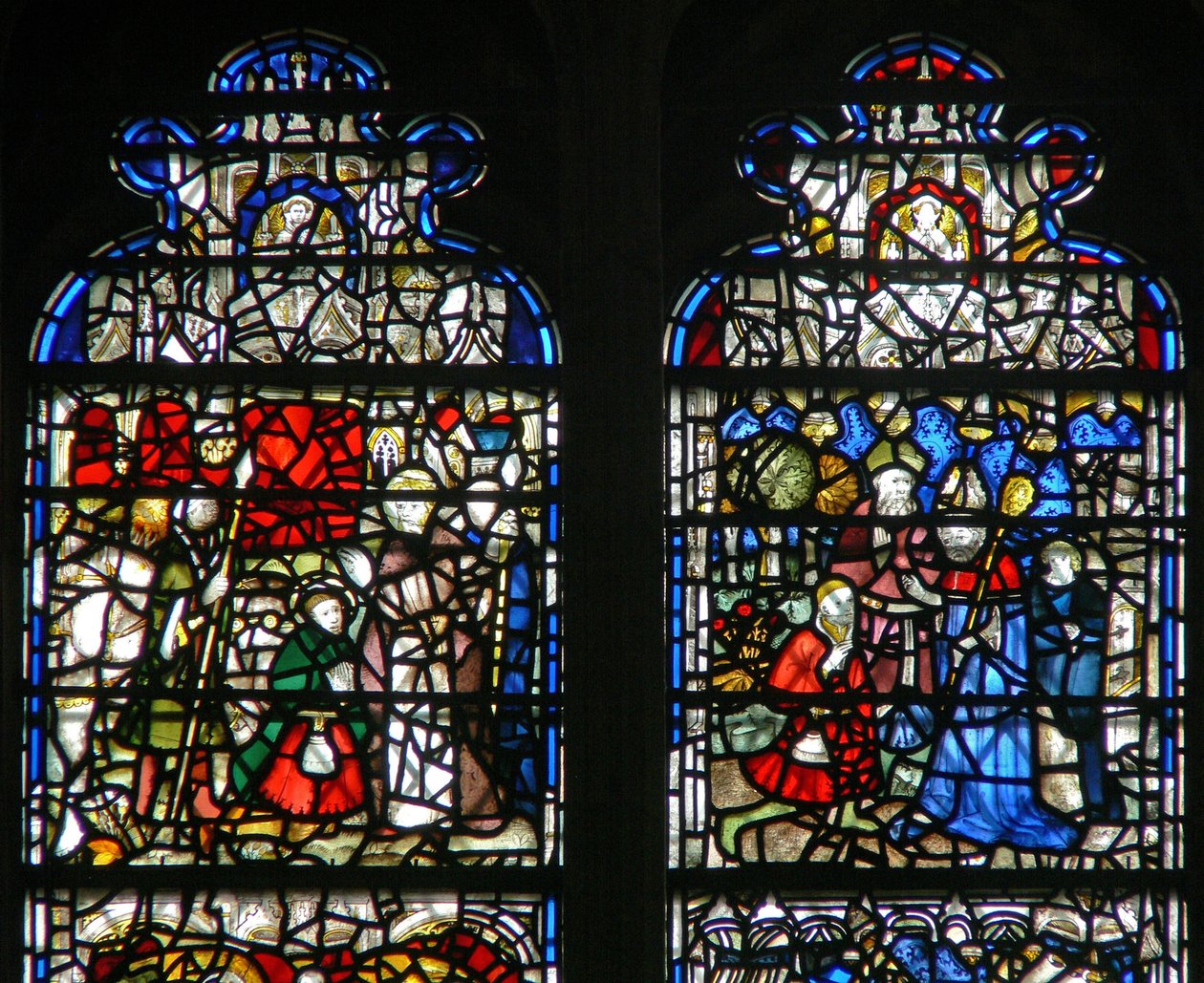 Window depicting a scene from the life of St Cuthbert by English School