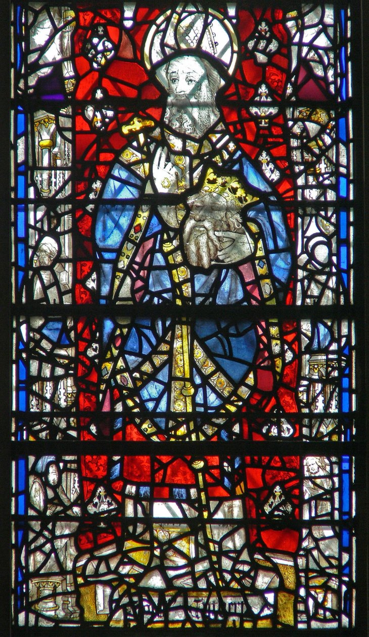 Window depicting a scene from the life of St Cuthbert by English School