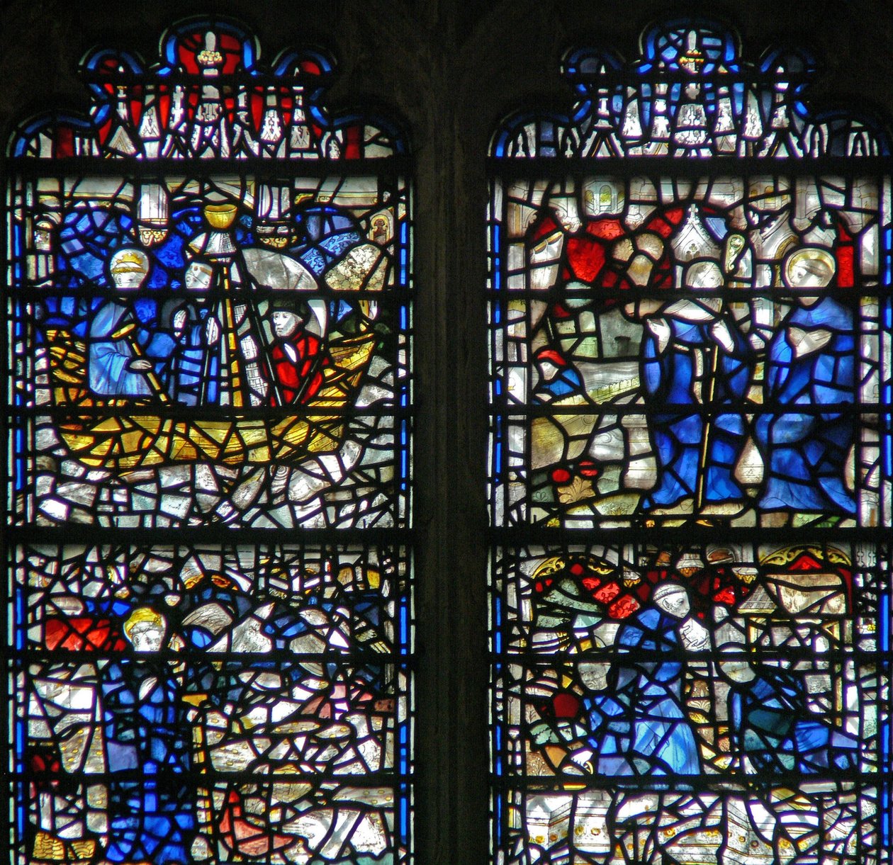 Window depicting a scene from the life of St Cuthbert by English School