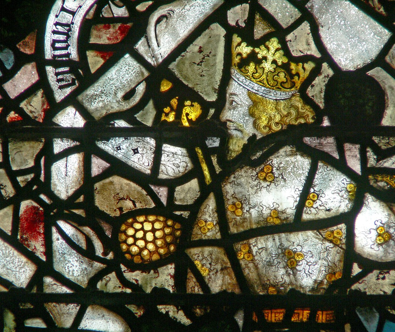 Window w16 depicting King Jeconiah on the Tree of Jesse by English School