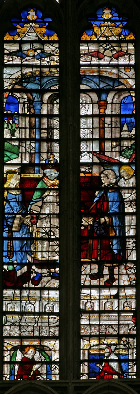 Window w2 depicting the Marriage of Tobias and Sarah by English School