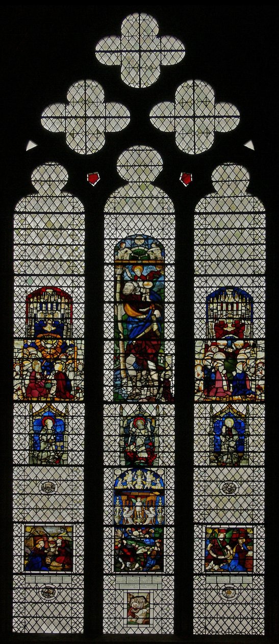 Window w36 depicting a composite window of foreign and English panels C14 and c16 by English School