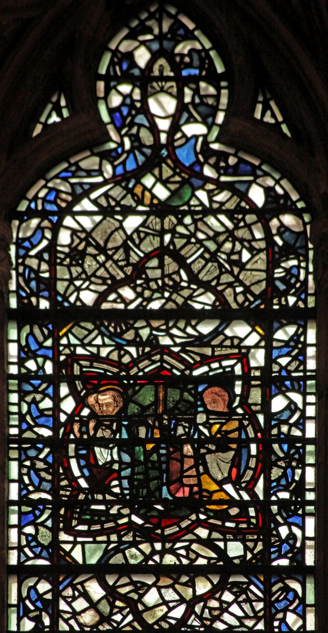Window W57 depicting the Funeral of the Virgin Mary by English School
