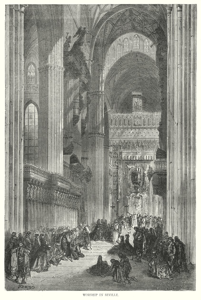 Worship in Seville by English School